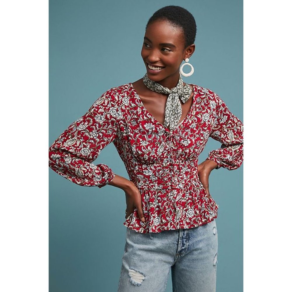 NWT Anthropologie "Latrobe Lace-Up Blouse"